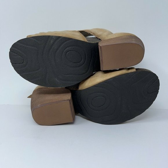 OTBT Womens Patchouli Taupe Open Toe Leather Stacked Sandals Heels Shoes 9 New - Picture 11 of 12